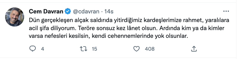 cem davran dan taksim deki teror saldirisi ile ilgili dikkat ceken paylasim